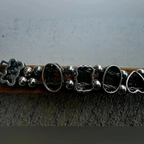 925 Sterling Silver Mixed Gemstone Slide Charm Bracelet - Picture 10 of 15